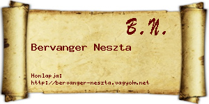 Bervanger Neszta névjegykártya